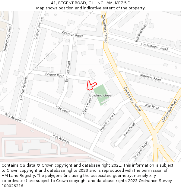 41, REGENT ROAD, GILLINGHAM, ME7 5JD: Location map and indicative extent of plot