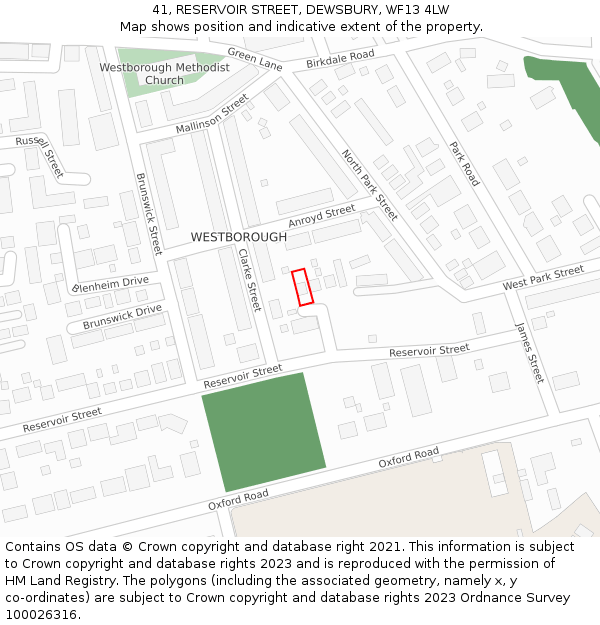 41, RESERVOIR STREET, DEWSBURY, WF13 4LW: Location map and indicative extent of plot