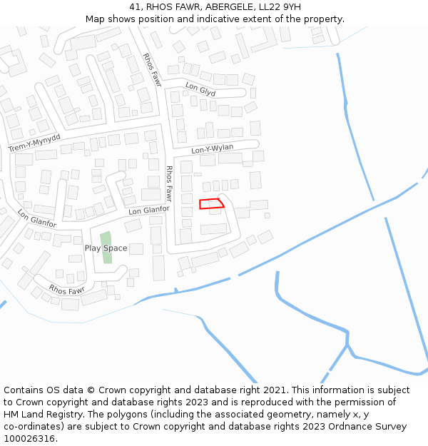 41, RHOS FAWR, ABERGELE, LL22 9YH: Location map and indicative extent of plot