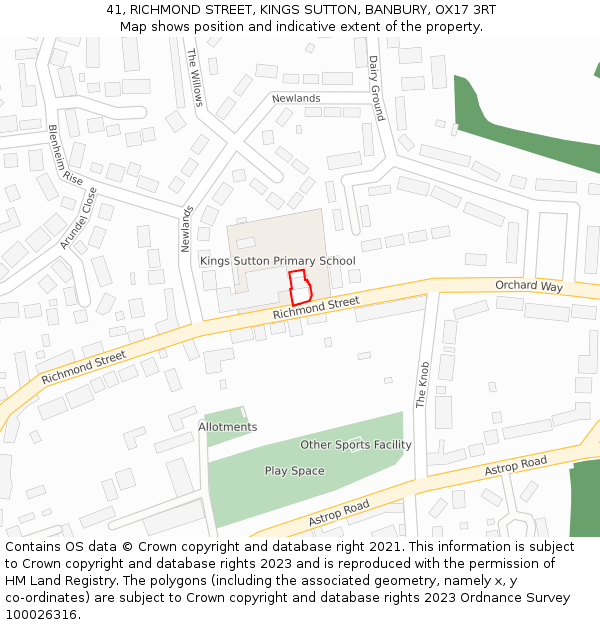 41, RICHMOND STREET, KINGS SUTTON, BANBURY, OX17 3RT: Location map and indicative extent of plot