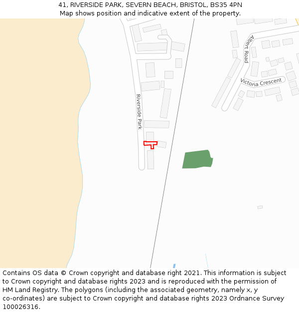 41, RIVERSIDE PARK, SEVERN BEACH, BRISTOL, BS35 4PN: Location map and indicative extent of plot