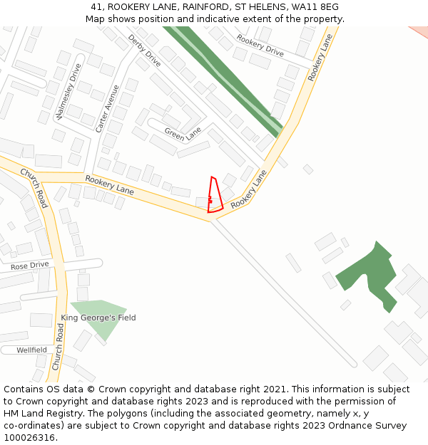 41, ROOKERY LANE, RAINFORD, ST HELENS, WA11 8EG: Location map and indicative extent of plot