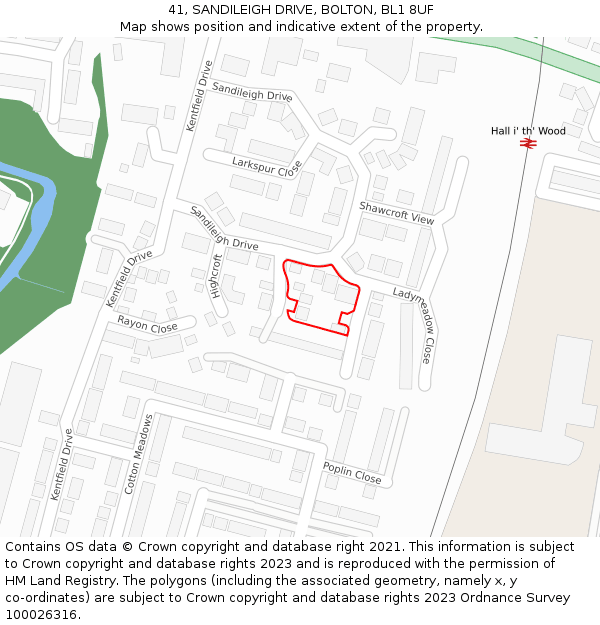 41, SANDILEIGH DRIVE, BOLTON, BL1 8UF: Location map and indicative extent of plot