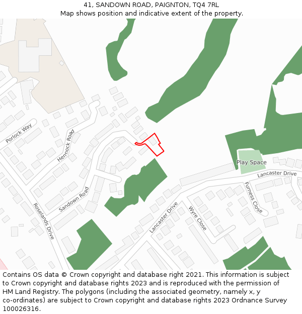 41, SANDOWN ROAD, PAIGNTON, TQ4 7RL: Location map and indicative extent of plot