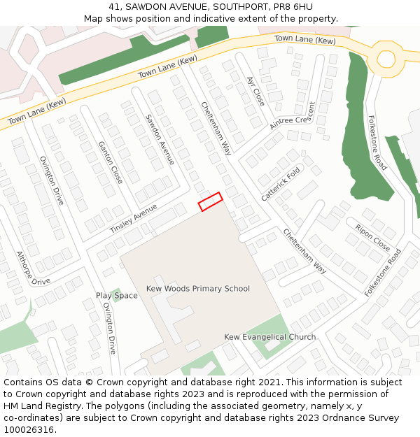 41, SAWDON AVENUE, SOUTHPORT, PR8 6HU: Location map and indicative extent of plot