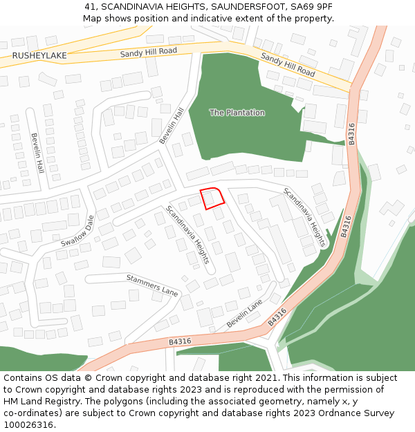 41, SCANDINAVIA HEIGHTS, SAUNDERSFOOT, SA69 9PF: Location map and indicative extent of plot