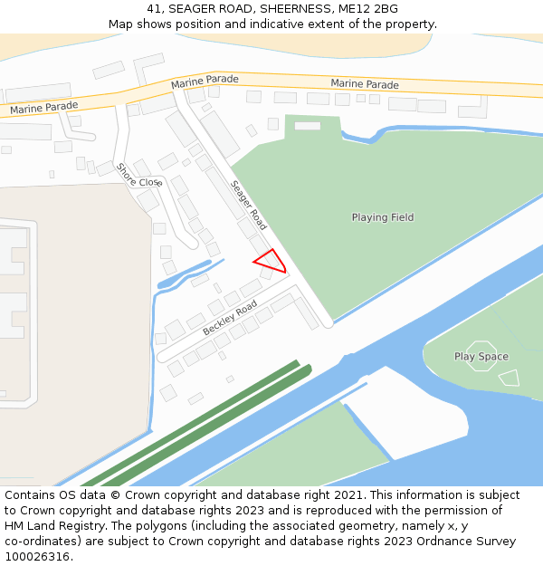 41, SEAGER ROAD, SHEERNESS, ME12 2BG: Location map and indicative extent of plot