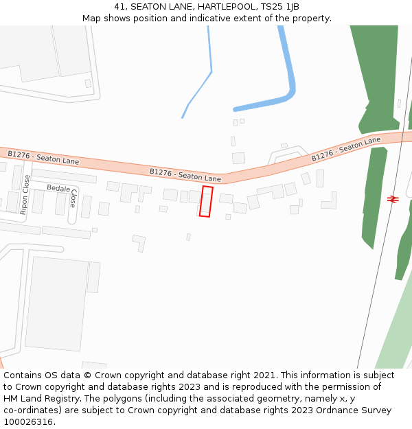 41, SEATON LANE, HARTLEPOOL, TS25 1JB: Location map and indicative extent of plot