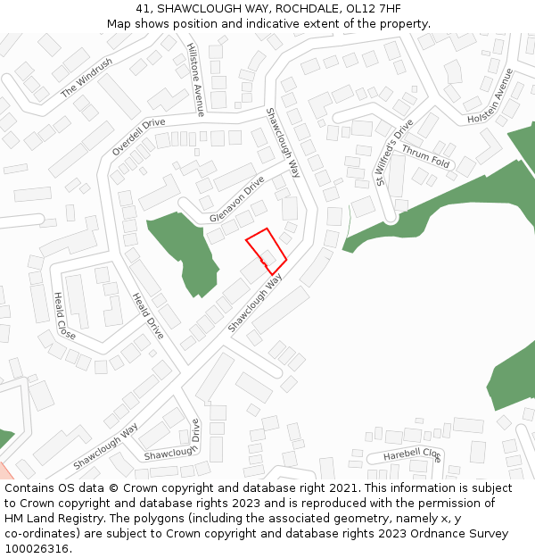 41, SHAWCLOUGH WAY, ROCHDALE, OL12 7HF: Location map and indicative extent of plot