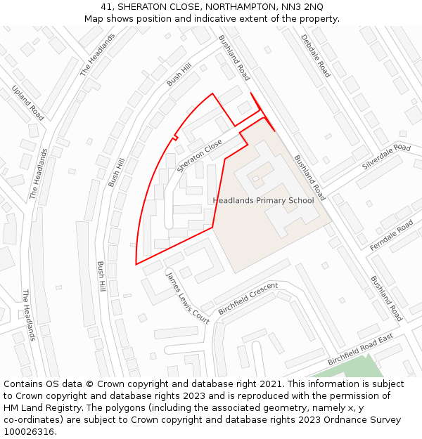 41, SHERATON CLOSE, NORTHAMPTON, NN3 2NQ: Location map and indicative extent of plot