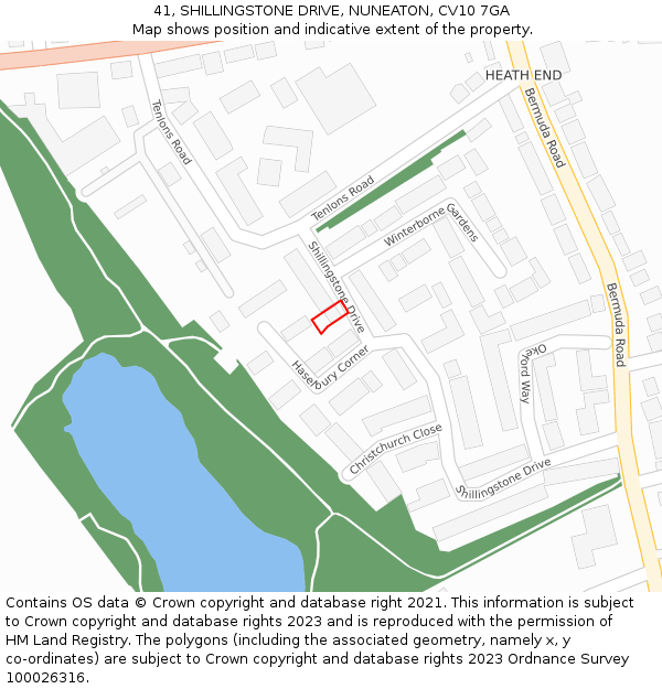 41, SHILLINGSTONE DRIVE, NUNEATON, CV10 7GA: Location map and indicative extent of plot