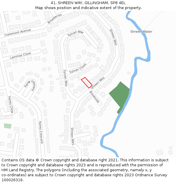 41, SHREEN WAY, GILLINGHAM, SP8 4EL: Location map and indicative extent of plot