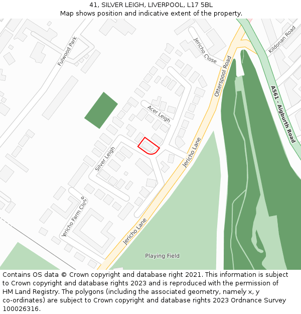 41, SILVER LEIGH, LIVERPOOL, L17 5BL: Location map and indicative extent of plot