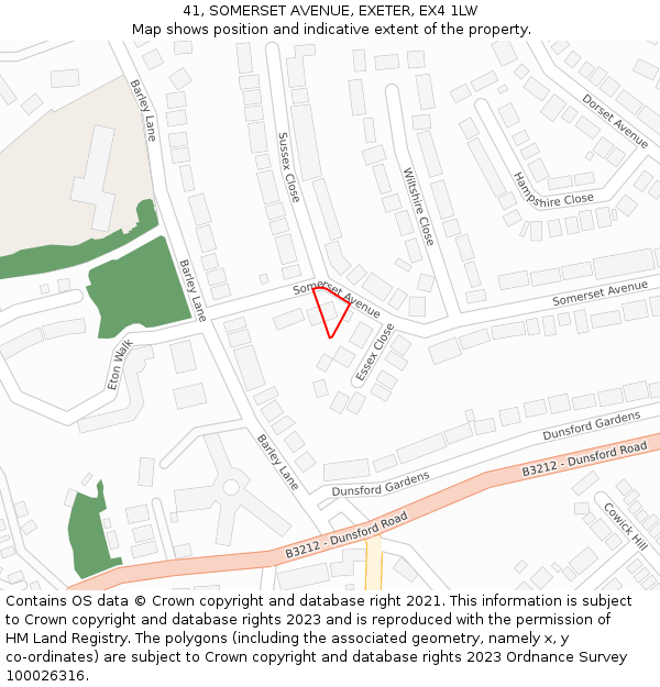 41, SOMERSET AVENUE, EXETER, EX4 1LW: Location map and indicative extent of plot