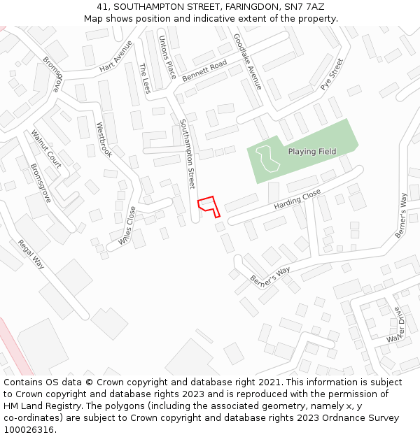 41, SOUTHAMPTON STREET, FARINGDON, SN7 7AZ: Location map and indicative extent of plot