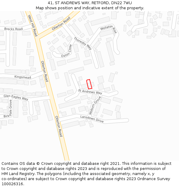 41, ST ANDREWS WAY, RETFORD, DN22 7WU: Location map and indicative extent of plot