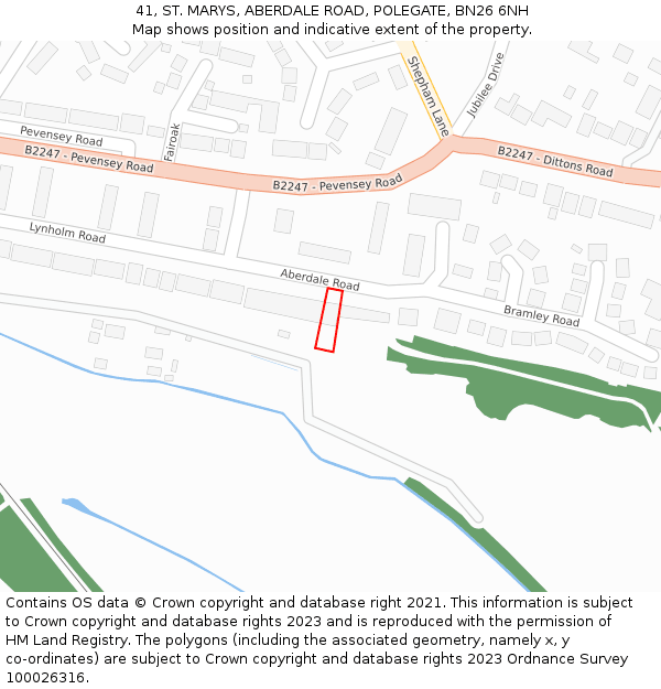 41, ST. MARYS, ABERDALE ROAD, POLEGATE, BN26 6NH: Location map and indicative extent of plot