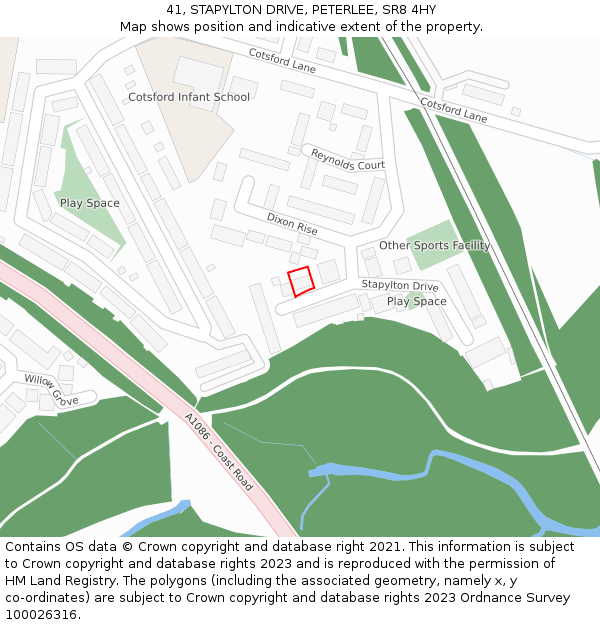 41, STAPYLTON DRIVE, PETERLEE, SR8 4HY: Location map and indicative extent of plot