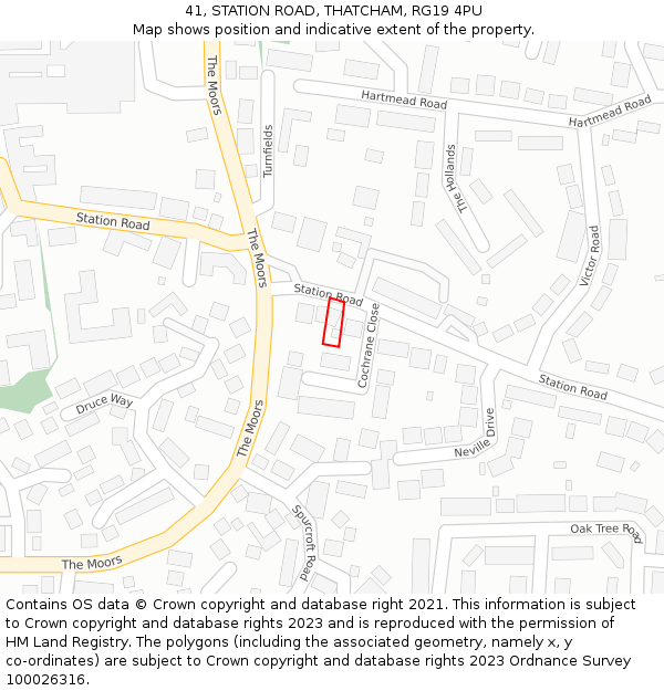 41, STATION ROAD, THATCHAM, RG19 4PU: Location map and indicative extent of plot