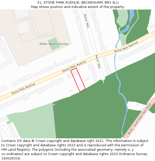 41, STONE PARK AVENUE, BECKENHAM, BR3 3LU: Location map and indicative extent of plot