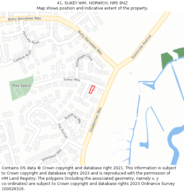 41, SUKEY WAY, NORWICH, NR5 9NZ: Location map and indicative extent of plot