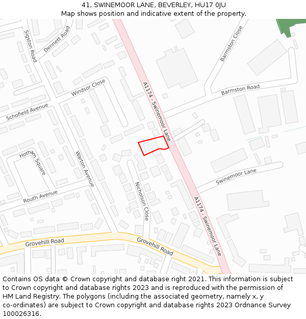 41, SWINEMOOR LANE, BEVERLEY, HU17 0JU: Location map and indicative extent of plot