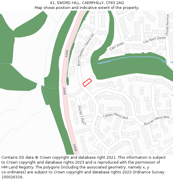 41, SWORD HILL, CAERPHILLY, CF83 2AG: Location map and indicative extent of plot