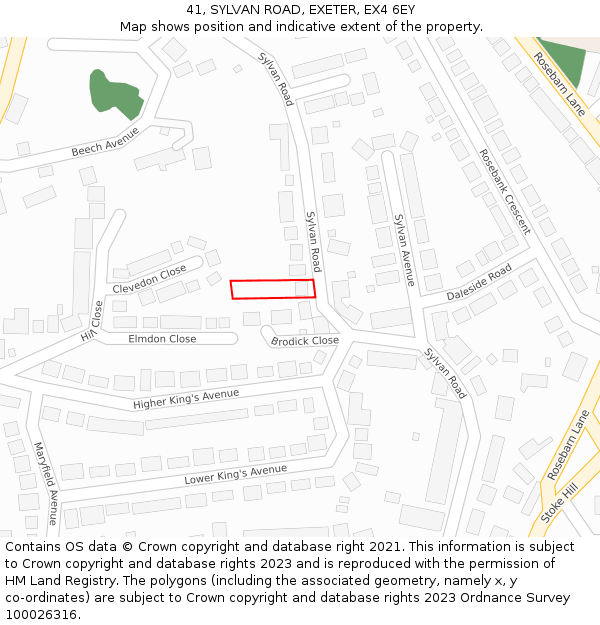 41, SYLVAN ROAD, EXETER, EX4 6EY: Location map and indicative extent of plot