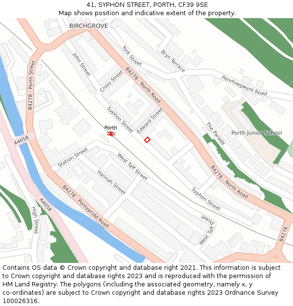 41, SYPHON STREET, PORTH, CF39 9SE: Location map and indicative extent of plot