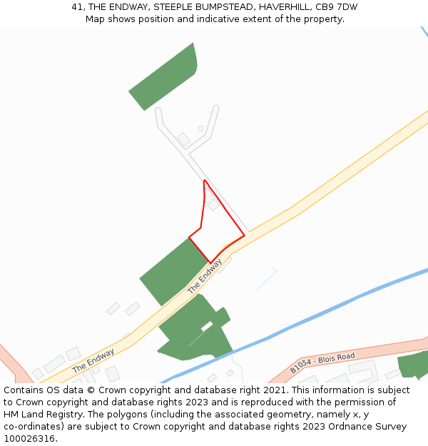 41, THE ENDWAY, STEEPLE BUMPSTEAD, HAVERHILL, CB9 7DW: Location map and indicative extent of plot
