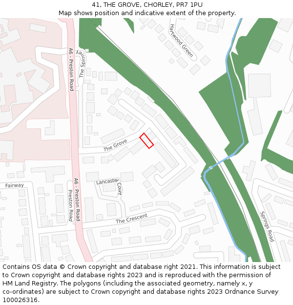 41, THE GROVE, CHORLEY, PR7 1PU: Location map and indicative extent of plot