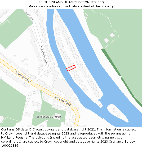 41, THE ISLAND, THAMES DITTON, KT7 0SQ: Location map and indicative extent of plot