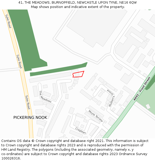 41, THE MEADOWS, BURNOPFIELD, NEWCASTLE UPON TYNE, NE16 6QW: Location map and indicative extent of plot