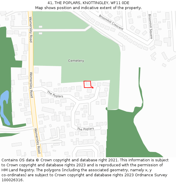 41, THE POPLARS, KNOTTINGLEY, WF11 0DE: Location map and indicative extent of plot