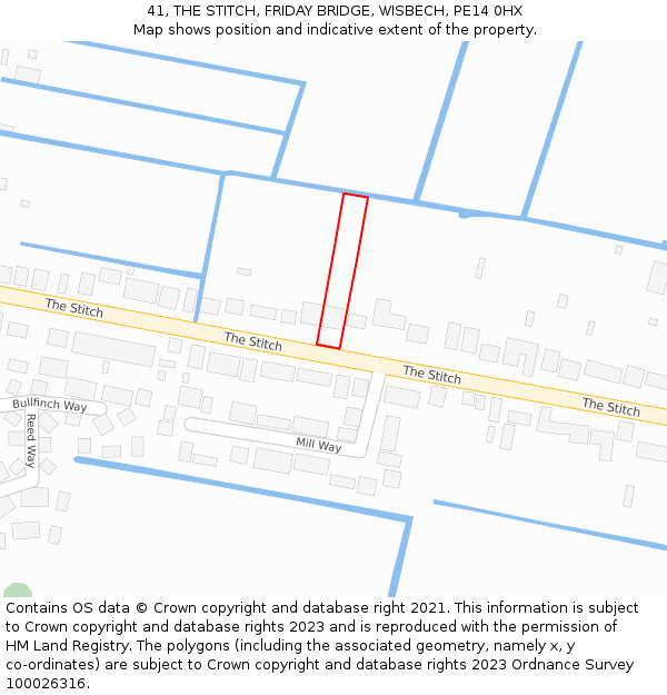 41, THE STITCH, FRIDAY BRIDGE, WISBECH, PE14 0HX: Location map and indicative extent of plot