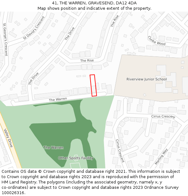 41, THE WARREN, GRAVESEND, DA12 4DA: Location map and indicative extent of plot