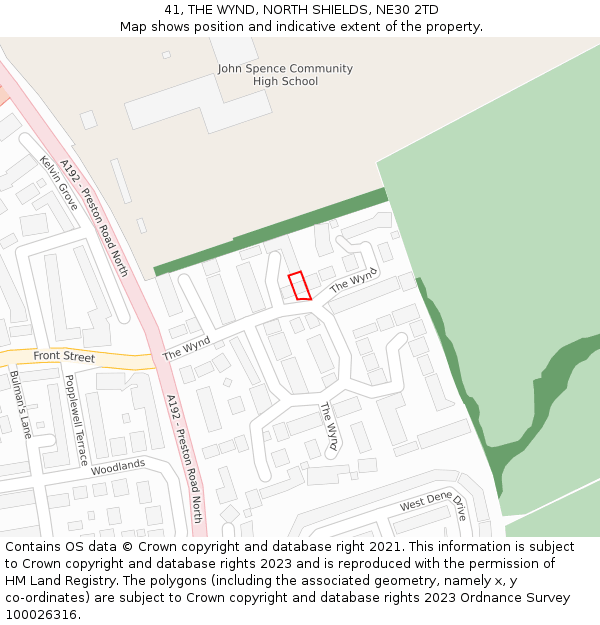 41, THE WYND, NORTH SHIELDS, NE30 2TD: Location map and indicative extent of plot