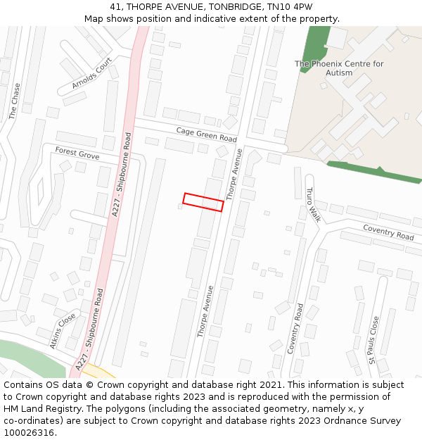 41, THORPE AVENUE, TONBRIDGE, TN10 4PW: Location map and indicative extent of plot