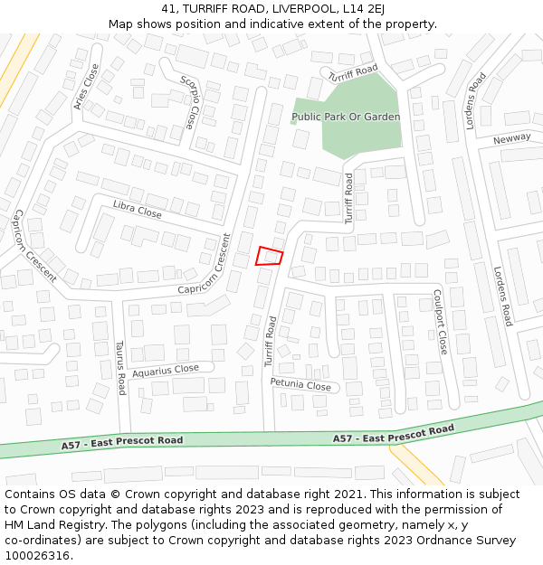 41, TURRIFF ROAD, LIVERPOOL, L14 2EJ: Location map and indicative extent of plot