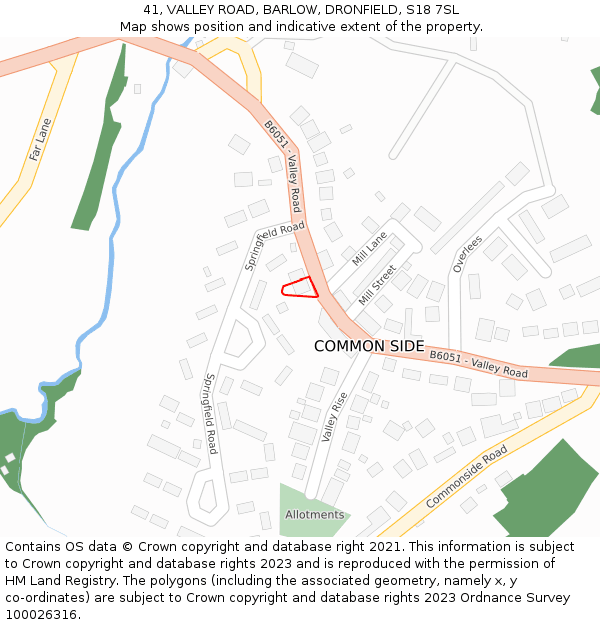 41, VALLEY ROAD, BARLOW, DRONFIELD, S18 7SL: Location map and indicative extent of plot