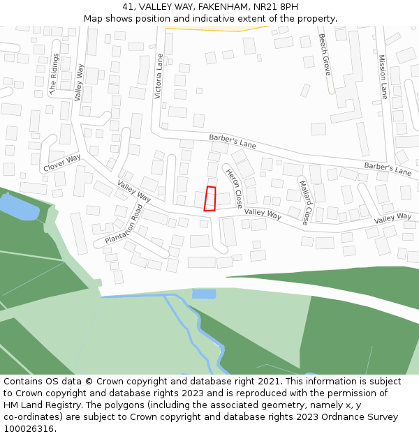 41, VALLEY WAY, FAKENHAM, NR21 8PH: Location map and indicative extent of plot