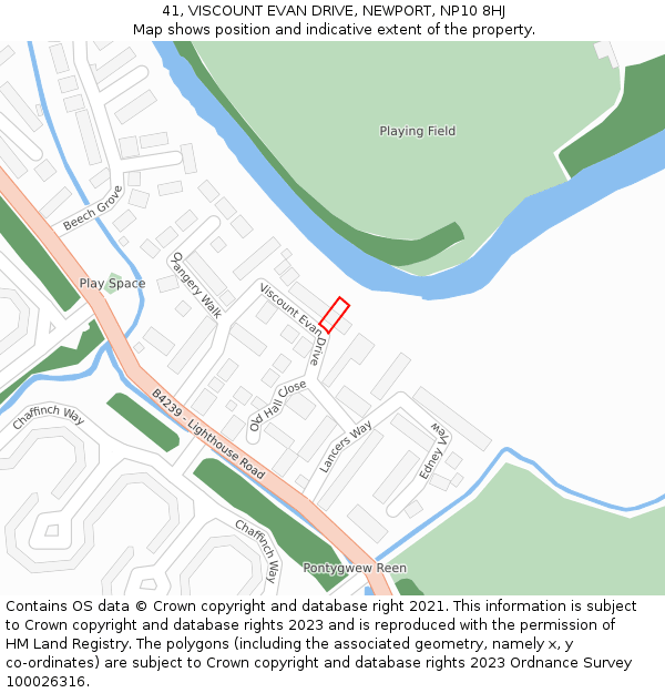 41, VISCOUNT EVAN DRIVE, NEWPORT, NP10 8HJ: Location map and indicative extent of plot