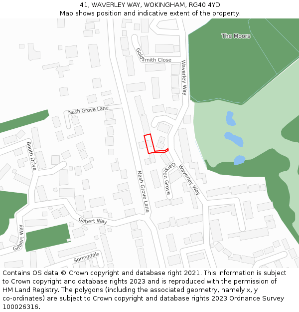 41, WAVERLEY WAY, WOKINGHAM, RG40 4YD: Location map and indicative extent of plot
