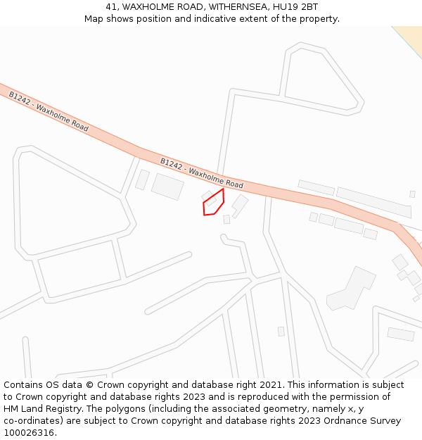 41, WAXHOLME ROAD, WITHERNSEA, HU19 2BT: Location map and indicative extent of plot