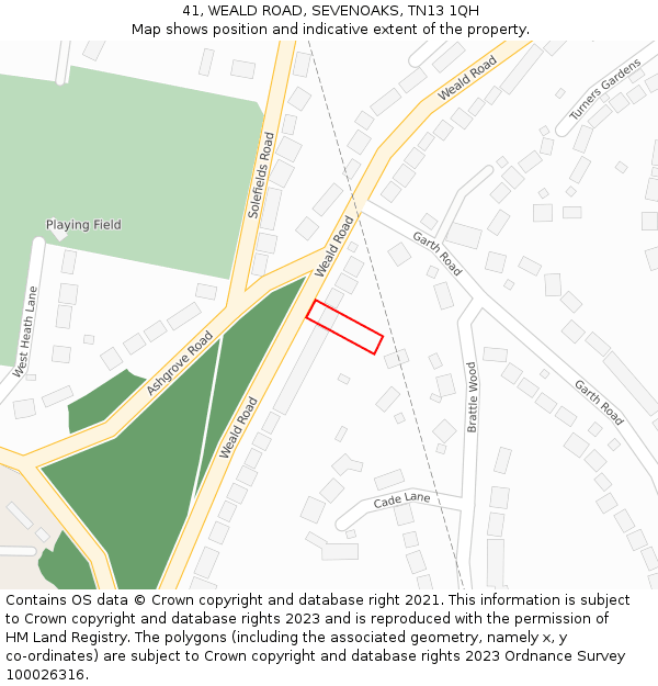 41, WEALD ROAD, SEVENOAKS, TN13 1QH: Location map and indicative extent of plot
