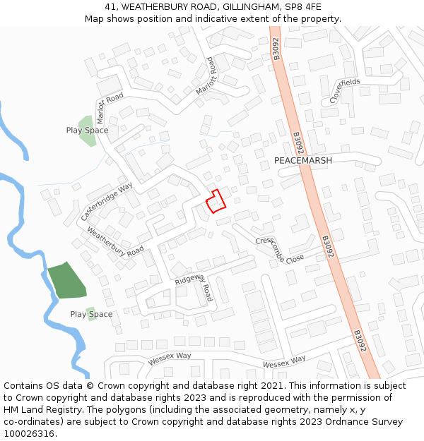 41, WEATHERBURY ROAD, GILLINGHAM, SP8 4FE: Location map and indicative extent of plot