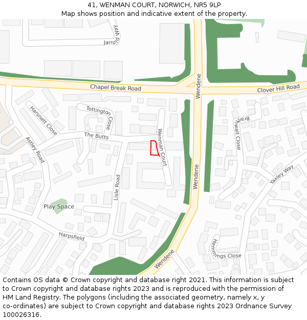 41, WENMAN COURT, NORWICH, NR5 9LP: Location map and indicative extent of plot