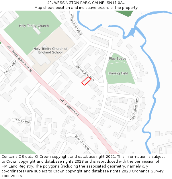 41, WESSINGTON PARK, CALNE, SN11 0AU: Location map and indicative extent of plot