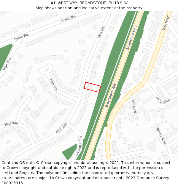 41, WEST WAY, BROADSTONE, BH18 9LW: Location map and indicative extent of plot