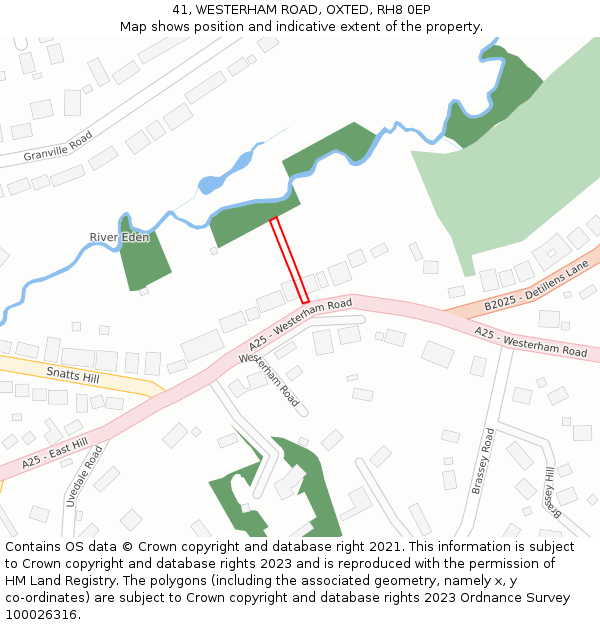 41, WESTERHAM ROAD, OXTED, RH8 0EP: Location map and indicative extent of plot